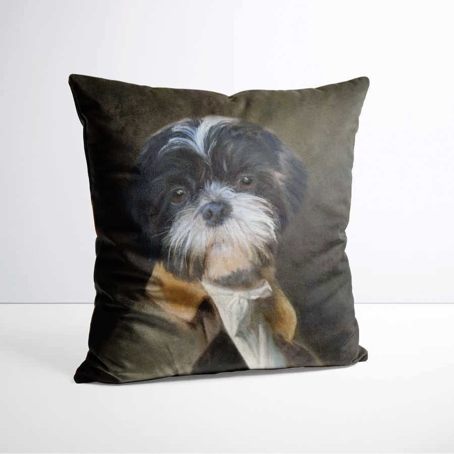 Dressed for Dinner Custom Royal Pet Portrait Cushion